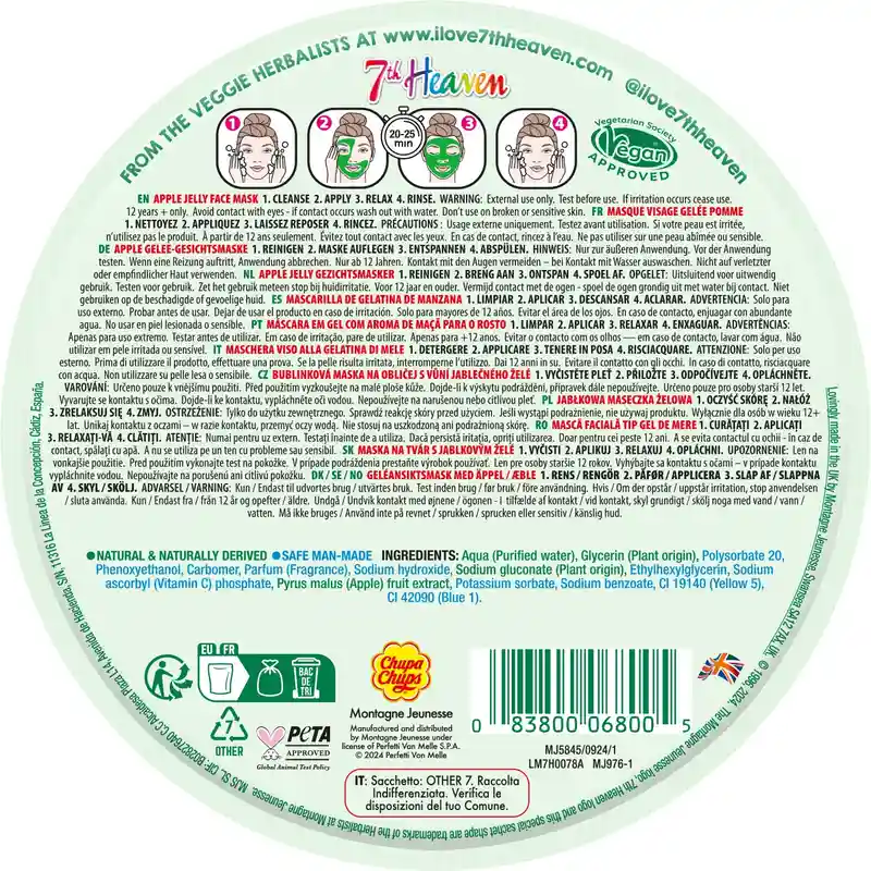 7 Heaven Mascarilla Jelly Chupa Chups Manzana - Image 2