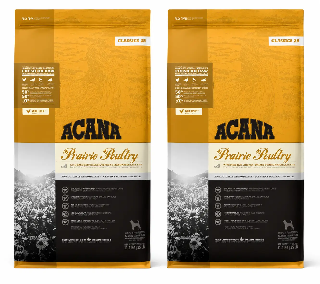 Acana Canine Adult Classics Prairie Poultry 9,7 Kg Pienso Para Perros , pack 2