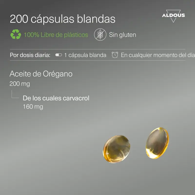 Aldous Bio Aceite De Orégano, 200 perlas - Image 3
