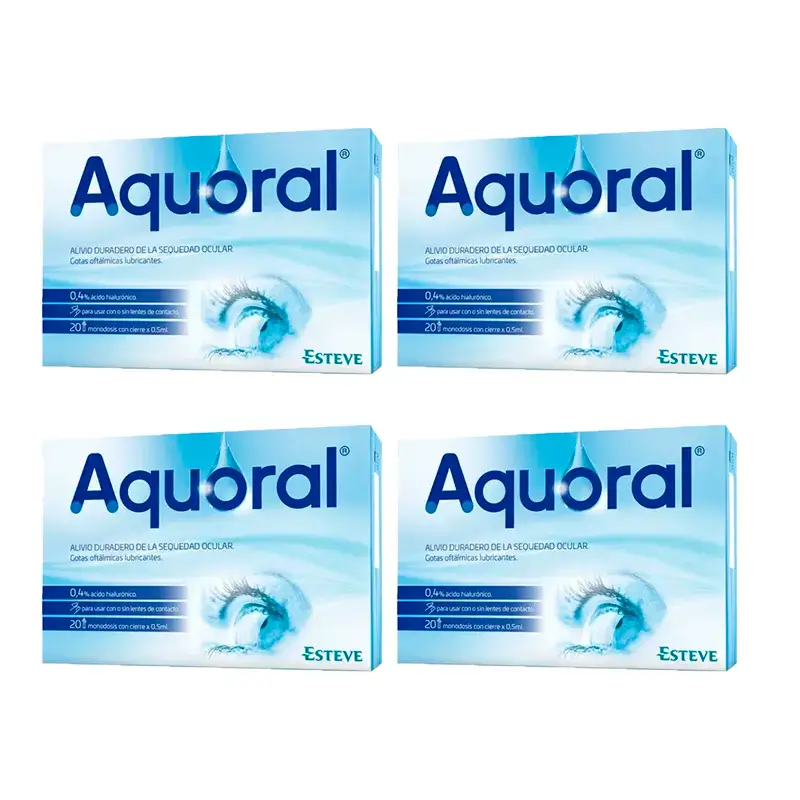 Aquoral Gotas Oftalmológicas, Pack 4 x 20 Monodosis