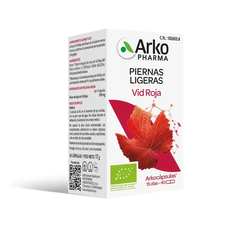 Arkopharma Arkopcápsulas Vid Roja Bio, 45 cápsulas - Image 2