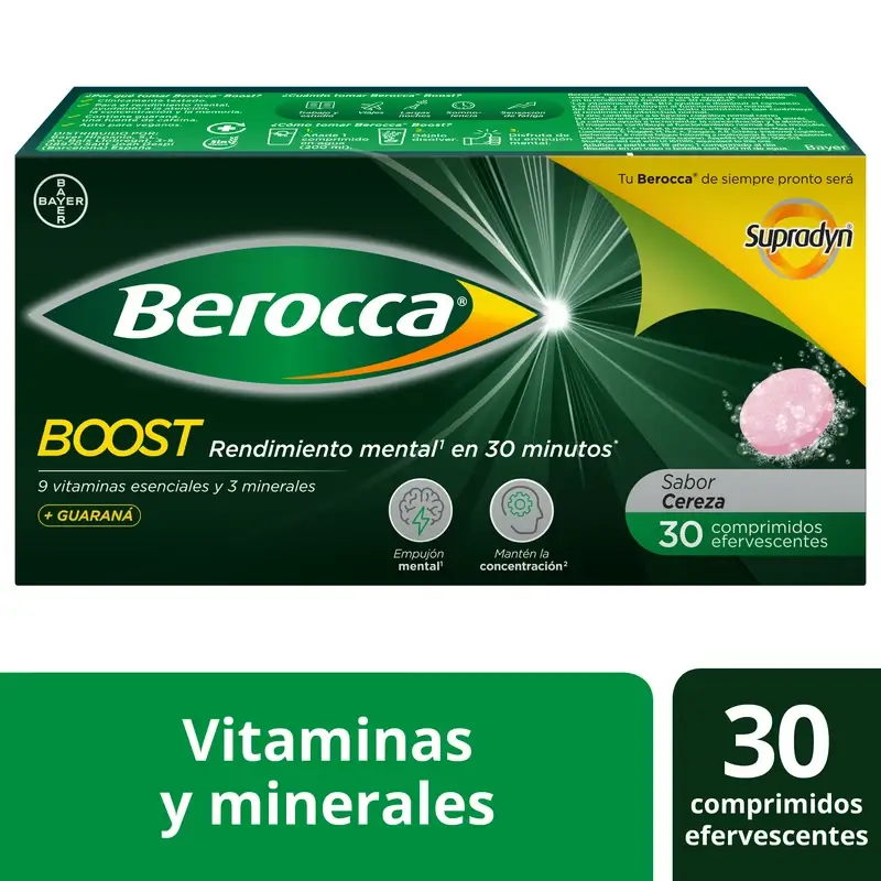 Berocca Boost Magnesio, Vitaminas y Minerales con Guaraná, 30 comprimidos Efervescentes - Image 2