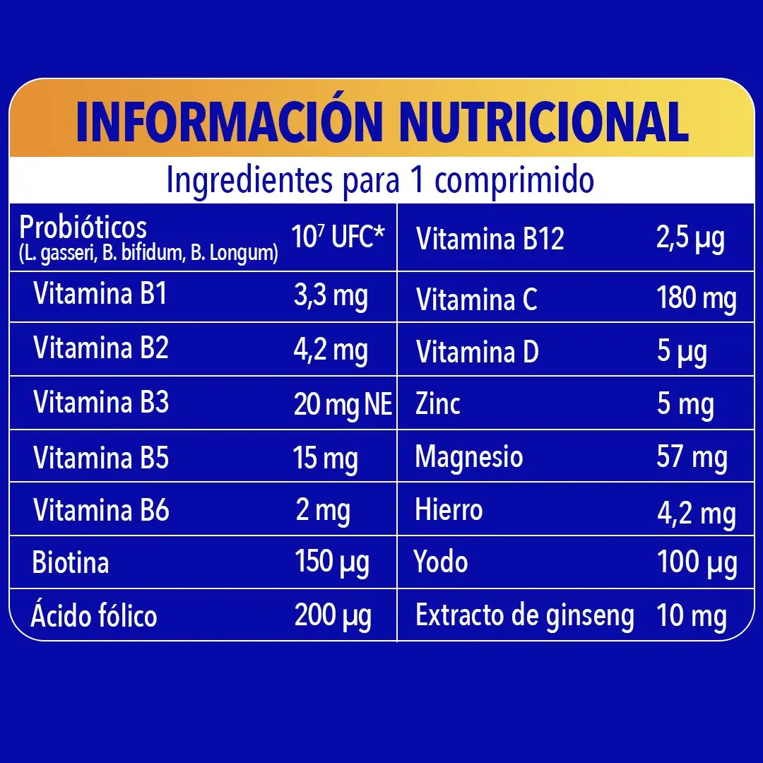 Bion3 Energy Comprimidos Multivitamínicos Con Probióticos, 120 comprimidos - Image 10
