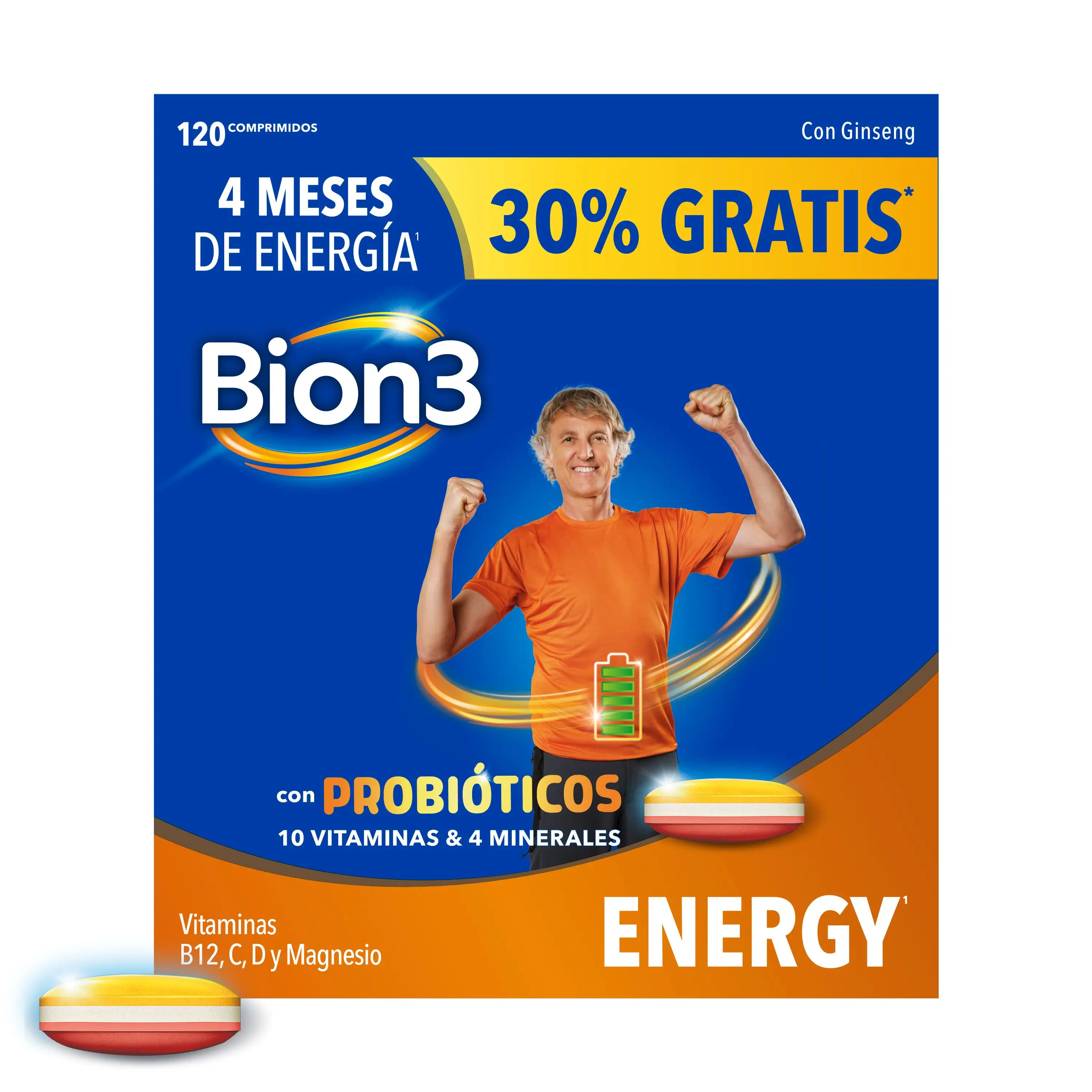 Bion3 Energy Comprimidos Multivitamínicos Con Probióticos, 120 comprimidos - Image 3