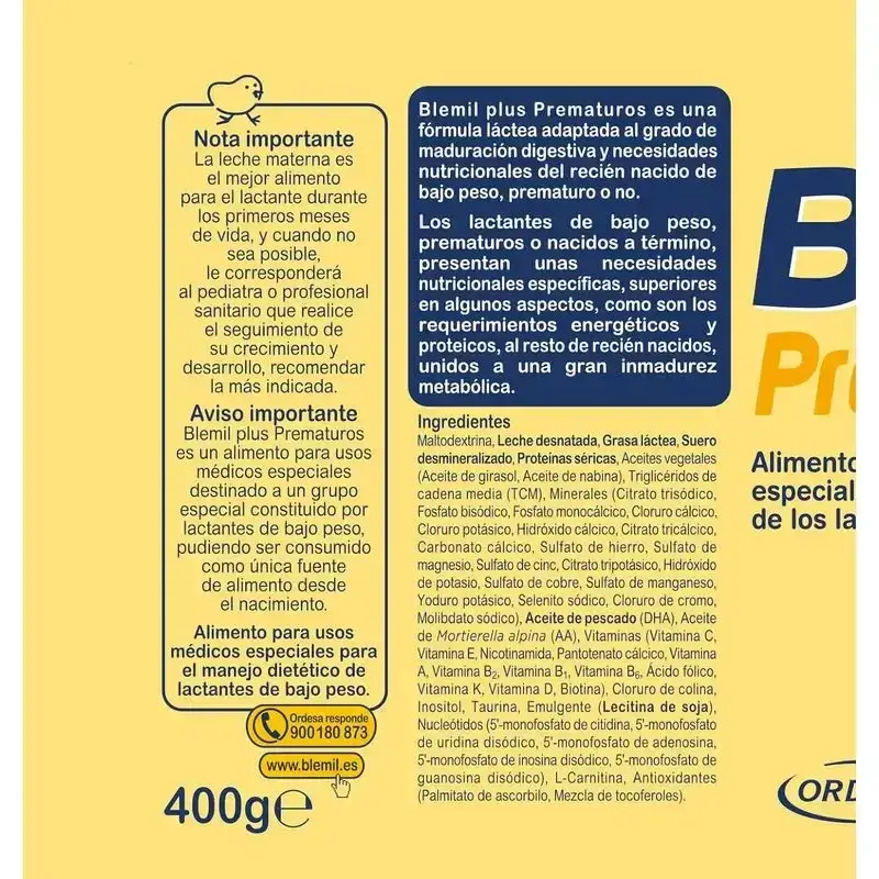 Blemil Plus Prematuros, Pack 3 x 400 gr - Image 2