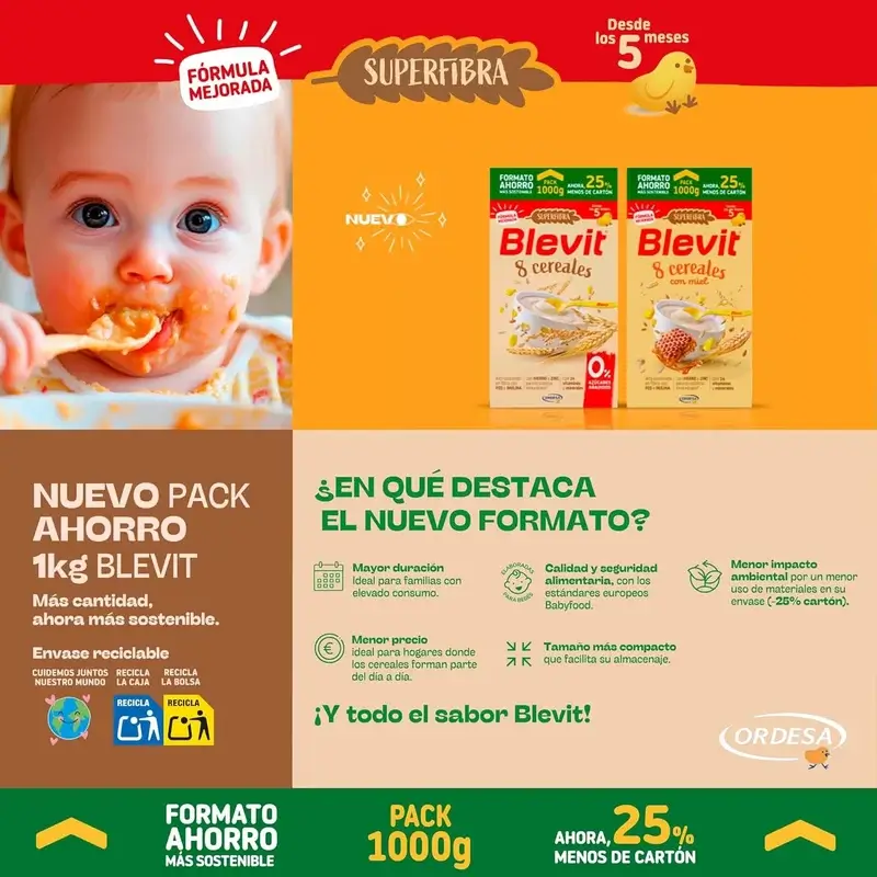 Blevit Alimentación Infantil Superfibra 8 Cereales Formato Ahorro, 1000 gr - Image 4