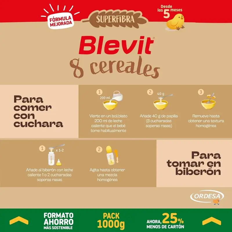 Blevit Alimentación Infantil Superfibra 8 Cereales Formato Ahorro, 1000 gr - Image 5