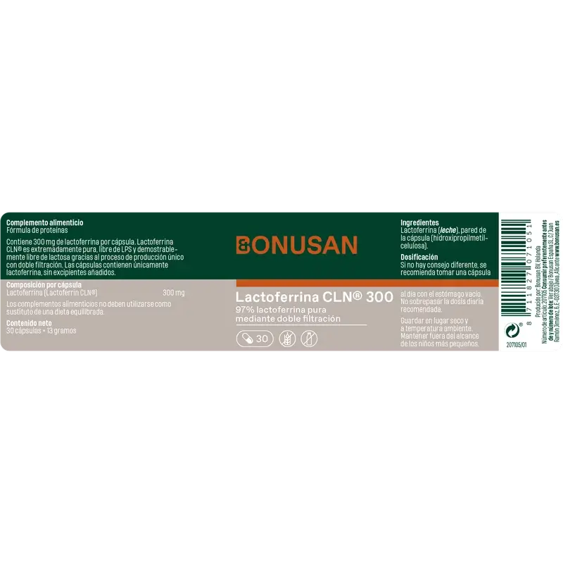 Bonusan Lactoferrina Cln® 300, 30 cápsulas - Image 2