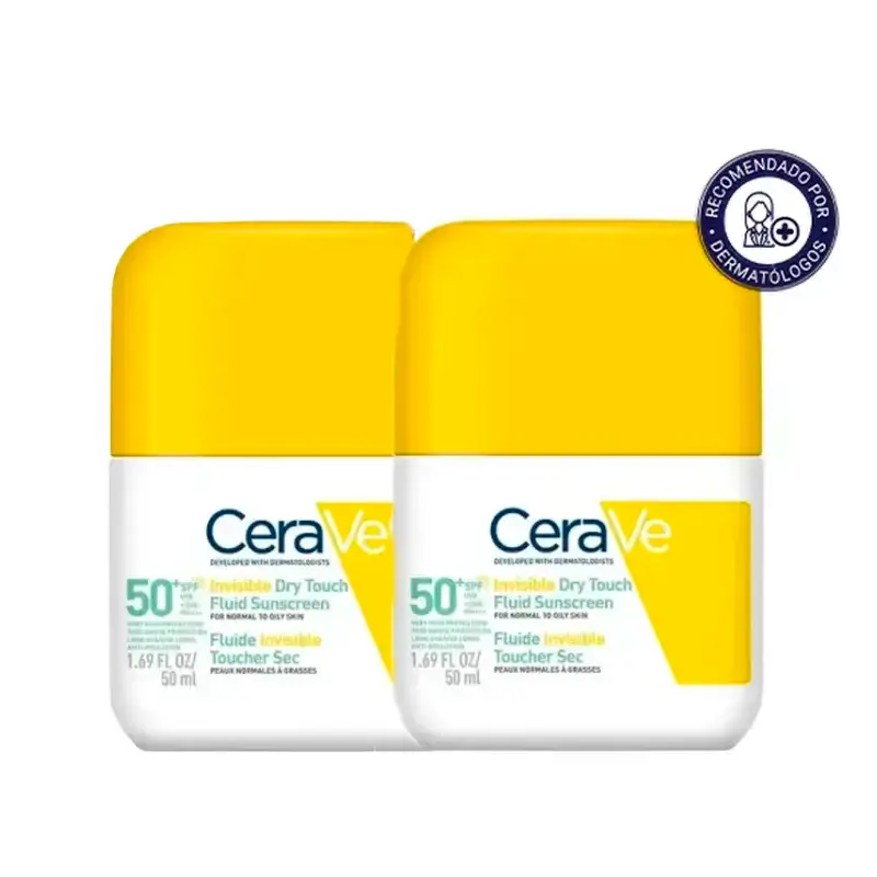 Cerave Fluido Protector Invisible Oil Control Spf 50+ Con 3 Ceramidas, Pack 2 x 50 ml