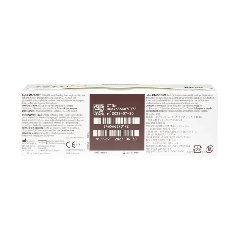 Dailies Total1  Lentillas Tóricas Diarias , 30 unidades - -1.75, -0.75, 160, 8.6, 14.50 - Image 4