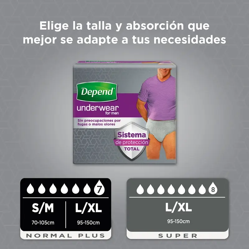 Depend Normal S/M Pañal Adulto Hombre , 10 unidades - Image 4