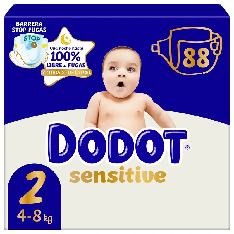 Dodot Sensitive Talla 2, 4kg-8kg, 88 Pañales