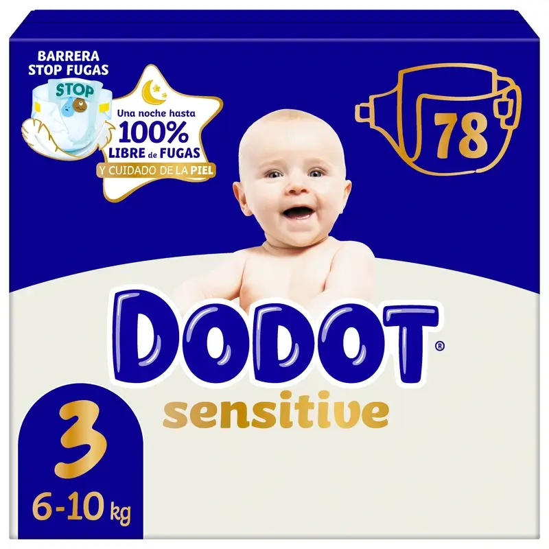 Dodot Sensitive Talla 3, 6kg-10kg, 78 Pañales