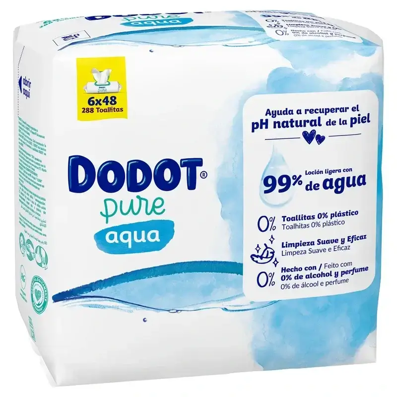 Dodot Pañal Sensitive Jumbo Pack Talla 1, 2x90 Unidades + Toallitas Aqua Plastic Free Box 6X48 (288 Unidades) - Image 16