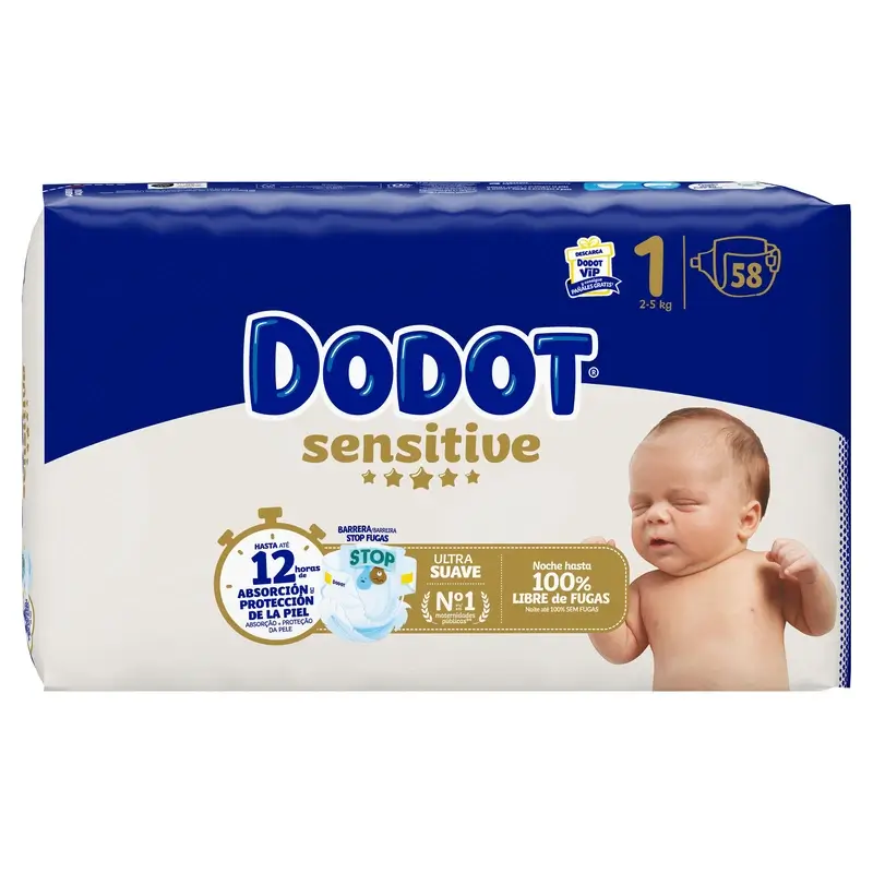 Dodot Sensitive Talla 1 (2-5 Kg), 58 Pañales - Image 3