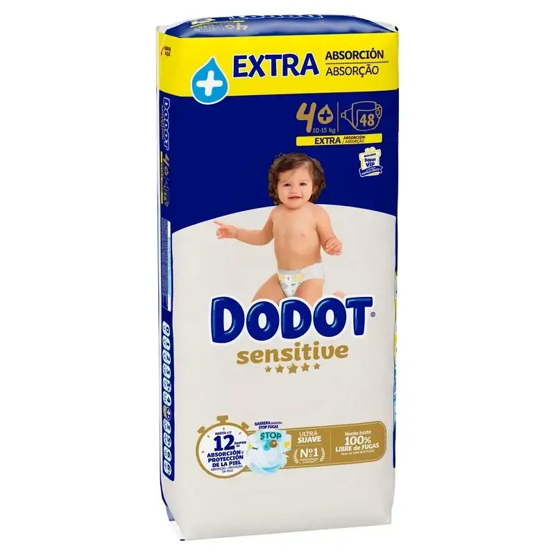 Dodot Sensitive Pañales Extra Absorción 10-15 kg Talla 4+, Pack 2 x 48 Unidades - Image 4