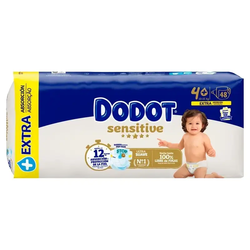 Dodot Sensitive Pañales Extra Absorción 10-15 kg Talla 4+, Pack 2 x 48 Unidades - Image 5