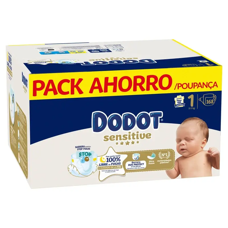 Dodot Sensitive Talla 1, Pañales, 2Kg-5Kg , 168 uds - Image 3