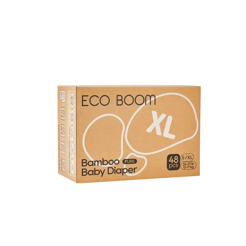 ECOBOOM PURE Pañales ecológicos de bambú 100% natural- Talla 5/XL (12-17 kg) - 48 ud - Image 4