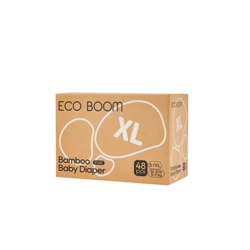 ECOBOOM PURE Pañales ecológicos de bambú 100% natural- Talla 5/XL (12-17 kg) - 48 ud - Image 5