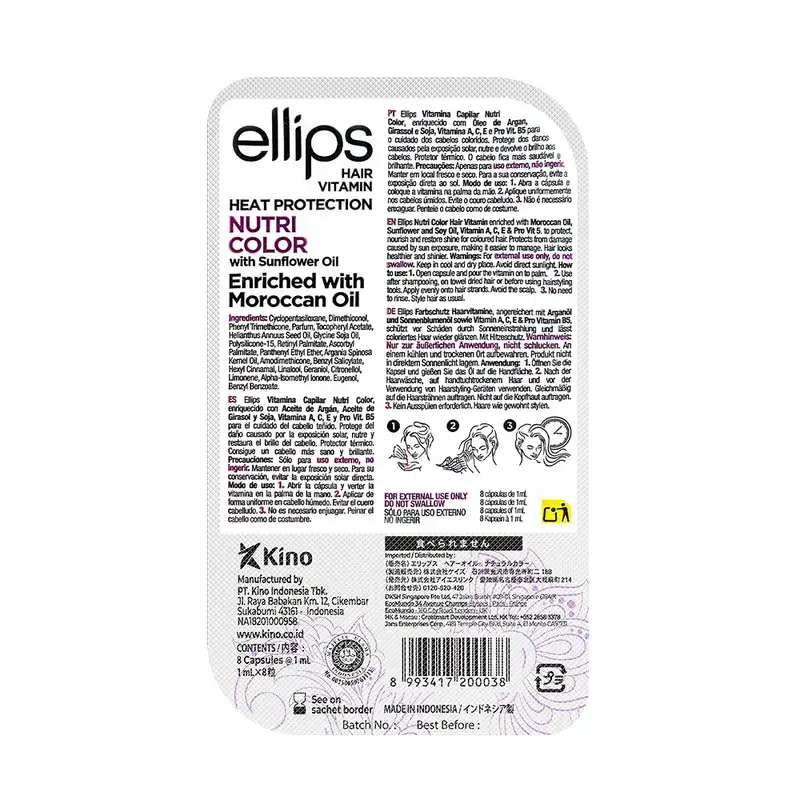 Ellips Vitamina Capilar Aceite De Argán Lila Nutricolor , 8 cápsulas - Image 2