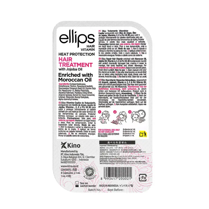 Ellips Vitamina Capilar Aceite De Argán Rosa Tratamiento , 8 cápsulas - Image 2
