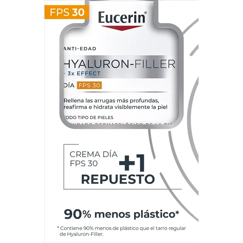 Eucerin Pack Antiedad Hyaluron Filler Día Fps30, 50Ml + Recarga, 50Ml
