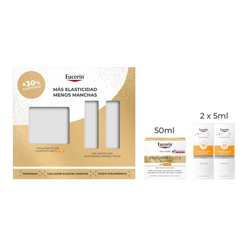 Eucerin Pack Antiedad Hyaluron-Filler Elasticity Día Fps 30 50Ml + 2 Minis Photoaging Control Fps 50+ 2X5Ml - Image 4