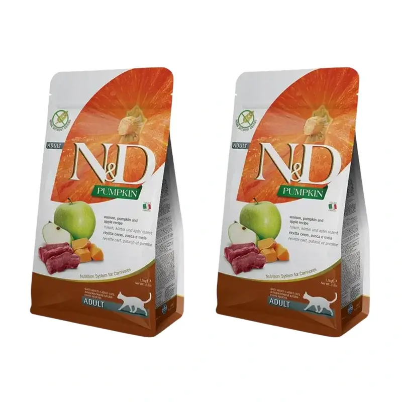 Farmina N&D Cat Calabaza Venado 1,5Kgr, Pienso Para Gatos, Pack De 2
