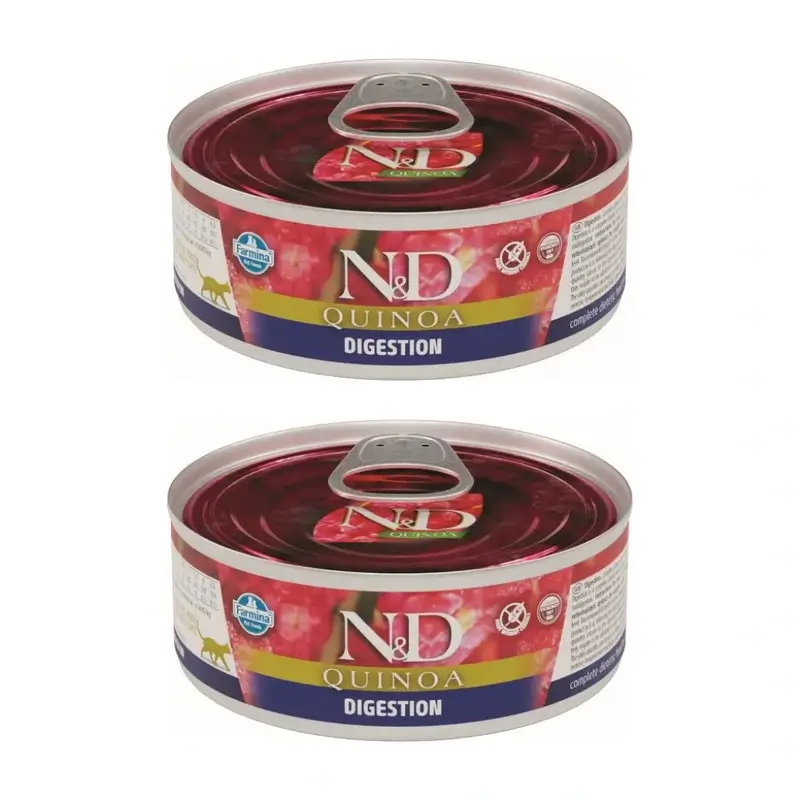 Farmina N&D Cat Quinoa Digestion Caja 24X80Gr, Comida Húmeda Para Gatos, Pack De 2
