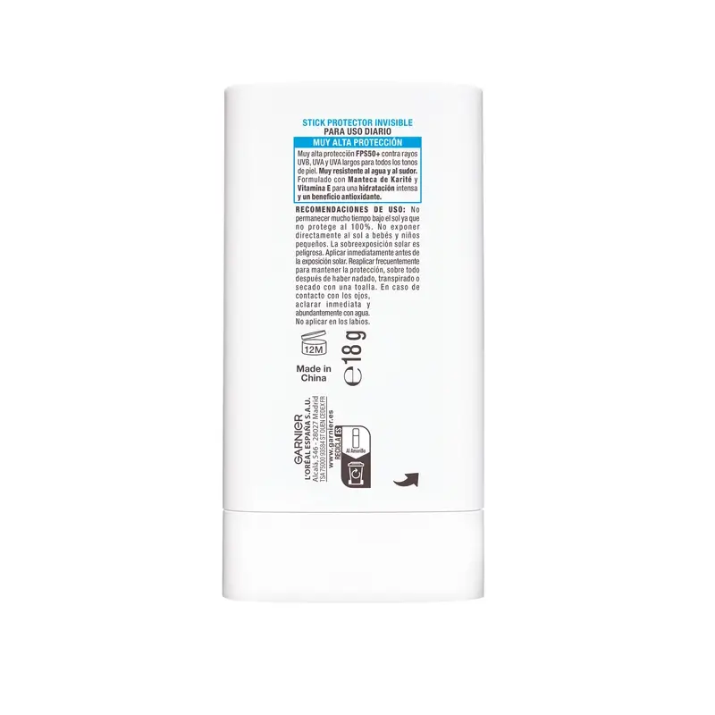 Garnier Delial Super Uv Stick Fps50+ Invisible 8H De Hidratación, 18 gr - Image 2