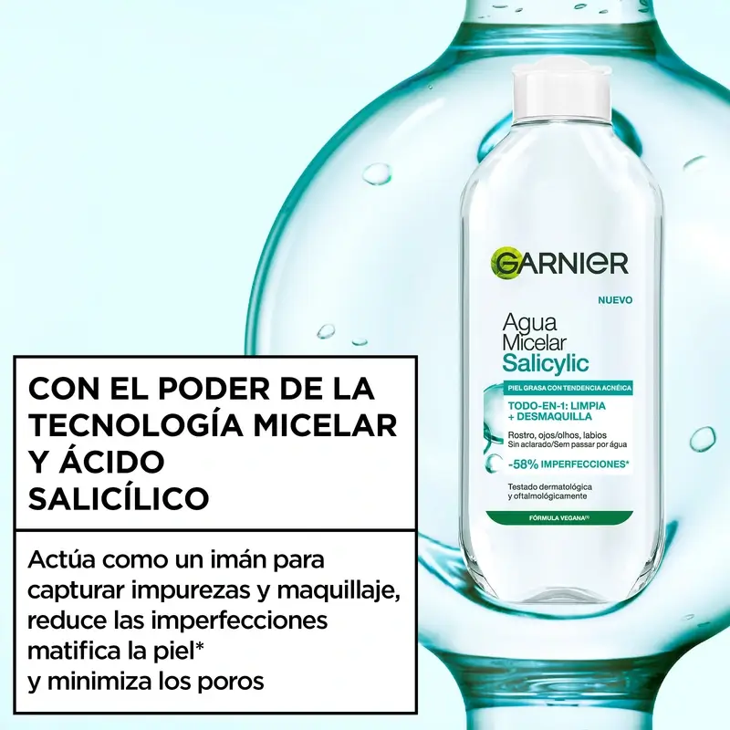 Garnier Face Cleansing Products Agua Micelar Salicylic Anti-Imperfecciones , 400 ml - Image 2