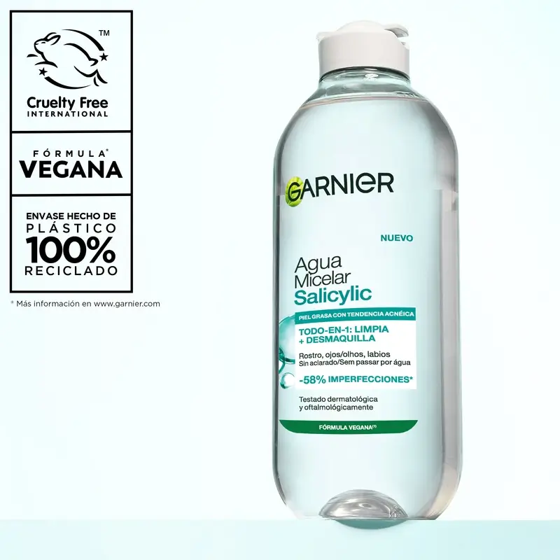 Garnier Face Cleansing Products Agua Micelar Salicylic Anti-Imperfecciones , 400 ml - Image 3