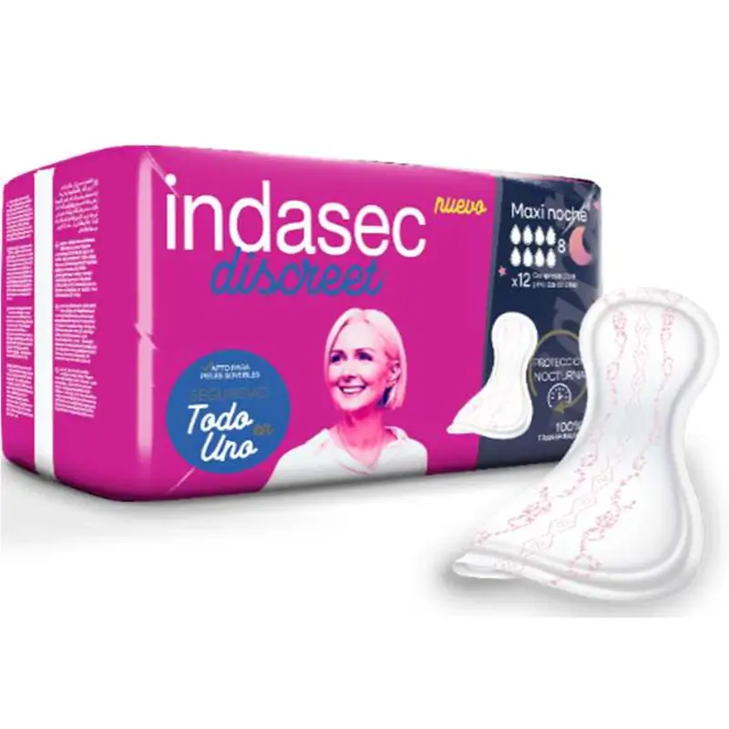Indasec Discreet Maxinoche, 12 unidades
