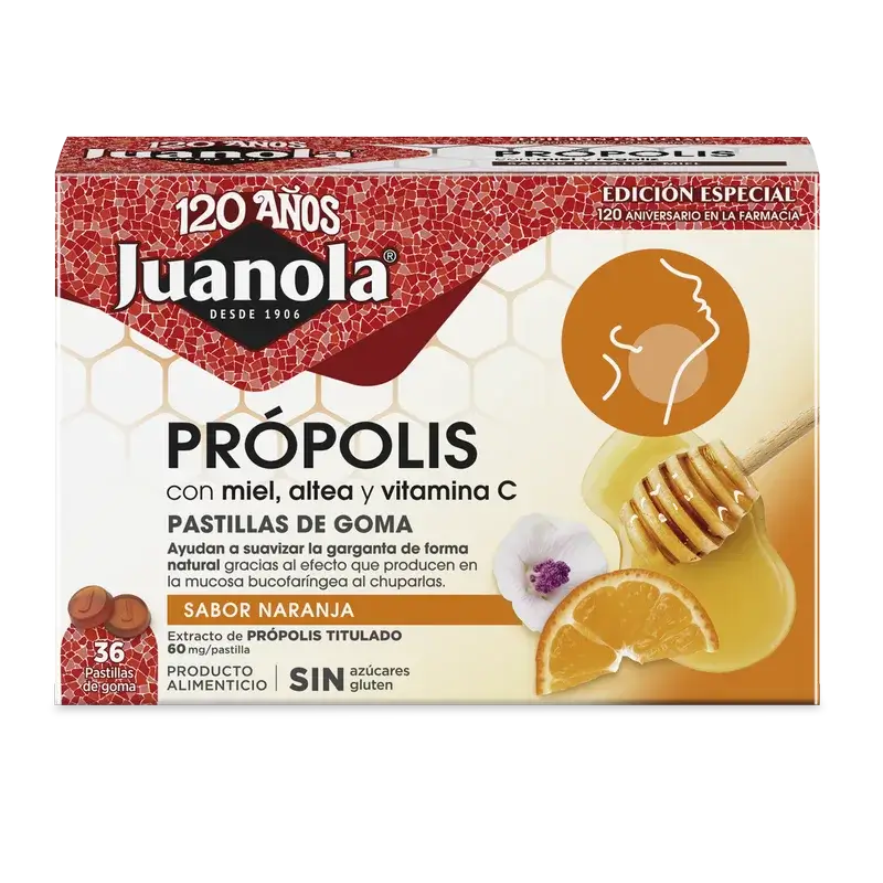Juanola Propólis Naranja 72Gr, 36 unidades