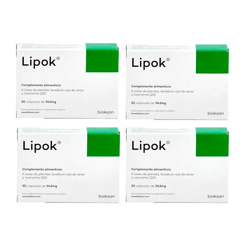 Lipok Complemento Alimenticio, Pack 4 x 30 Cápsulas