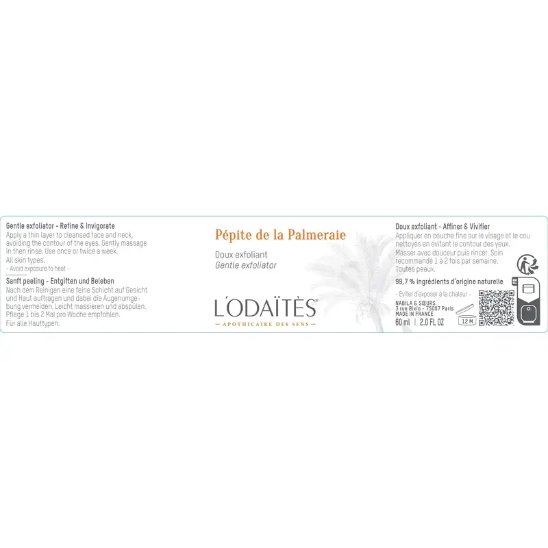 L'Odaïtès Facial Pépite De La Palmeraie - Exfoliante Suave , 60 ml - Image 2