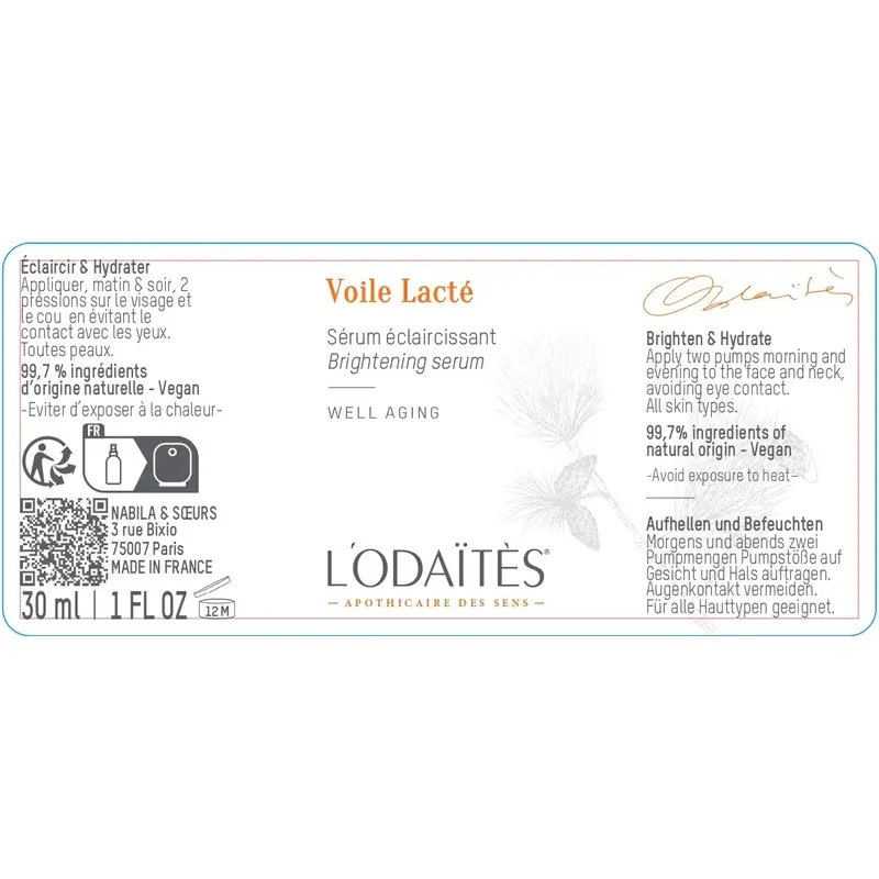 L'Odaïtès Facial Voile Lacté - Sérum Iluminador , 30 ml - Image 2