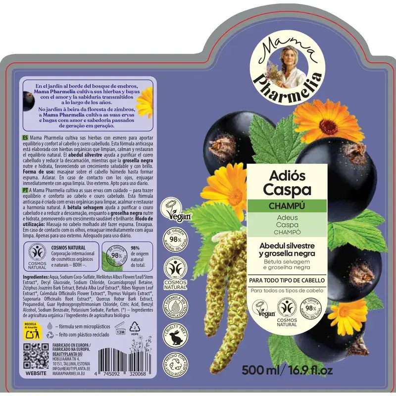 Mama Pharmelia Champú Adiós Caspa Abedul Silvestre Y Grosella Negra 500 Ml - Image 2