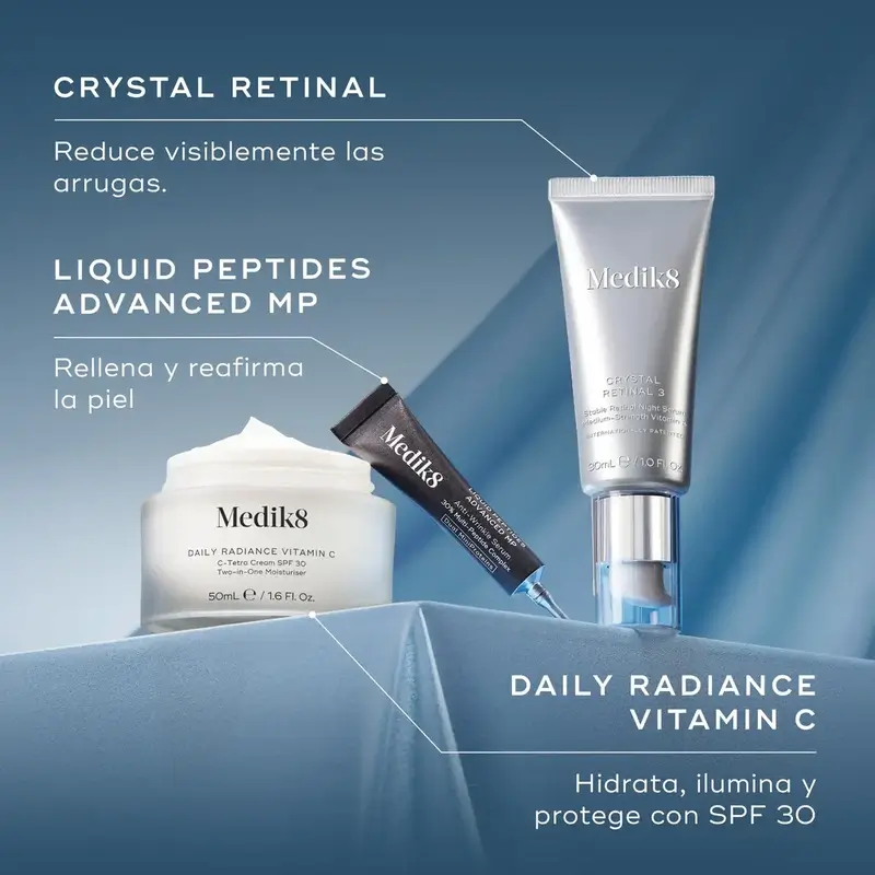 Medik8 Rejuvenation Reset Daily Radiance Vit C 50Ml + Crystal Retinal 3 30Ml + Liquid Peptides Deluxe - Image 4