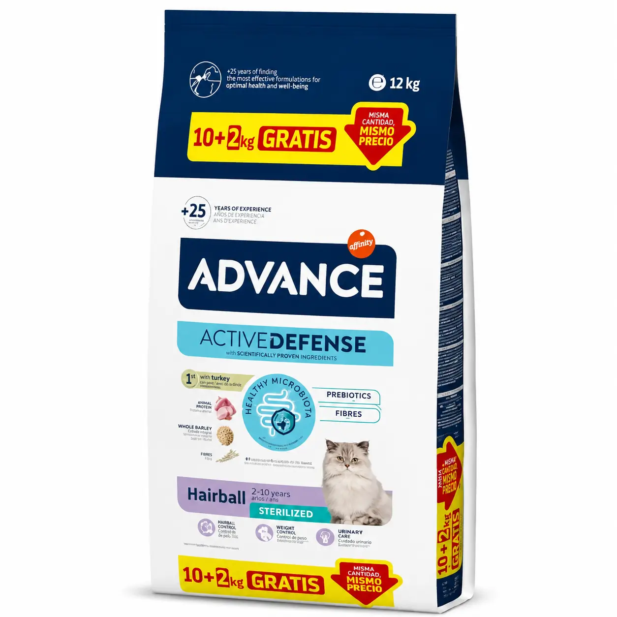 Advance Hairball pienso para gatos esterilizados con pavo, 10+2 kg