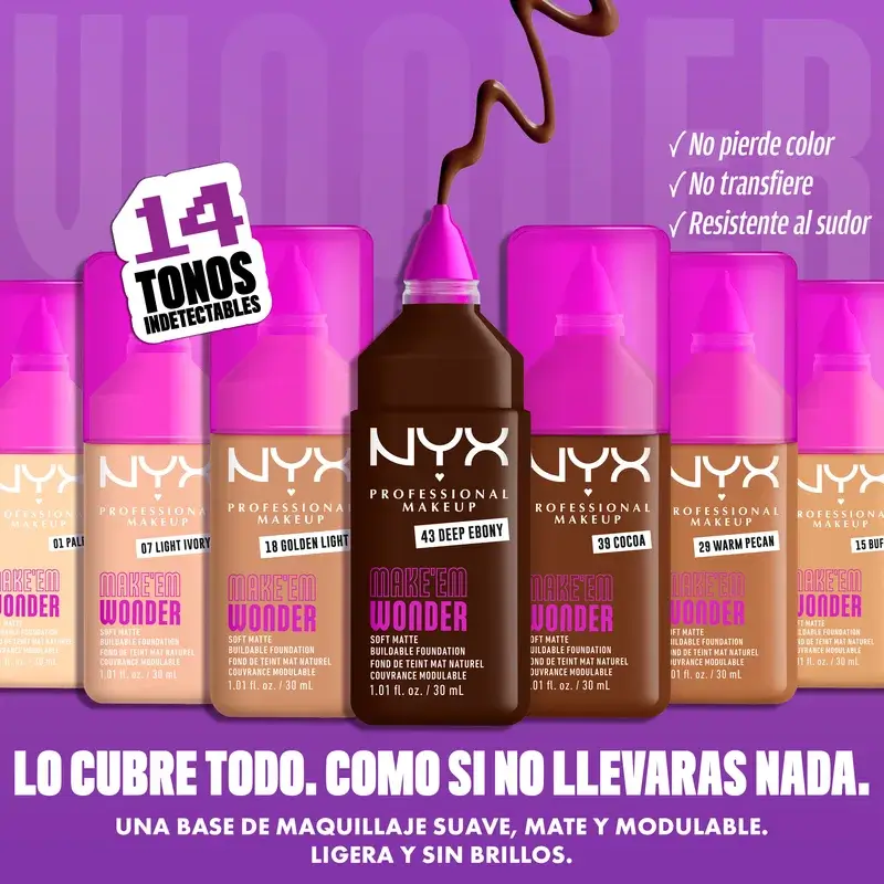 Nyx Cosmetics Make Em Wonder Fdt Fair Porcelain, 30 ml - Image 4