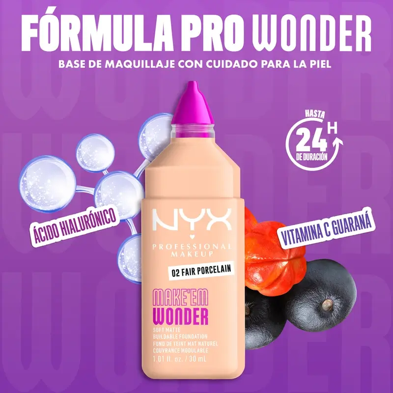 Nyx Cosmetics Make Em Wonder Fdt Fair Porcelain, 30 ml - Image 9