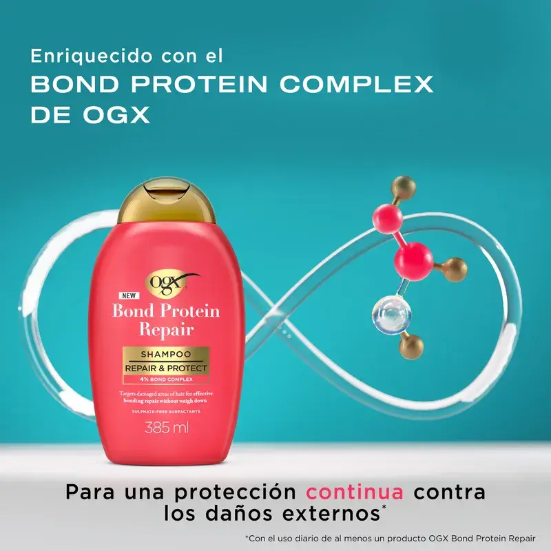 Ogx Bond Repair Shampoo, Champú Reparador, Sin Sulfatos Para El Pelo, 385 Ml - Image 4