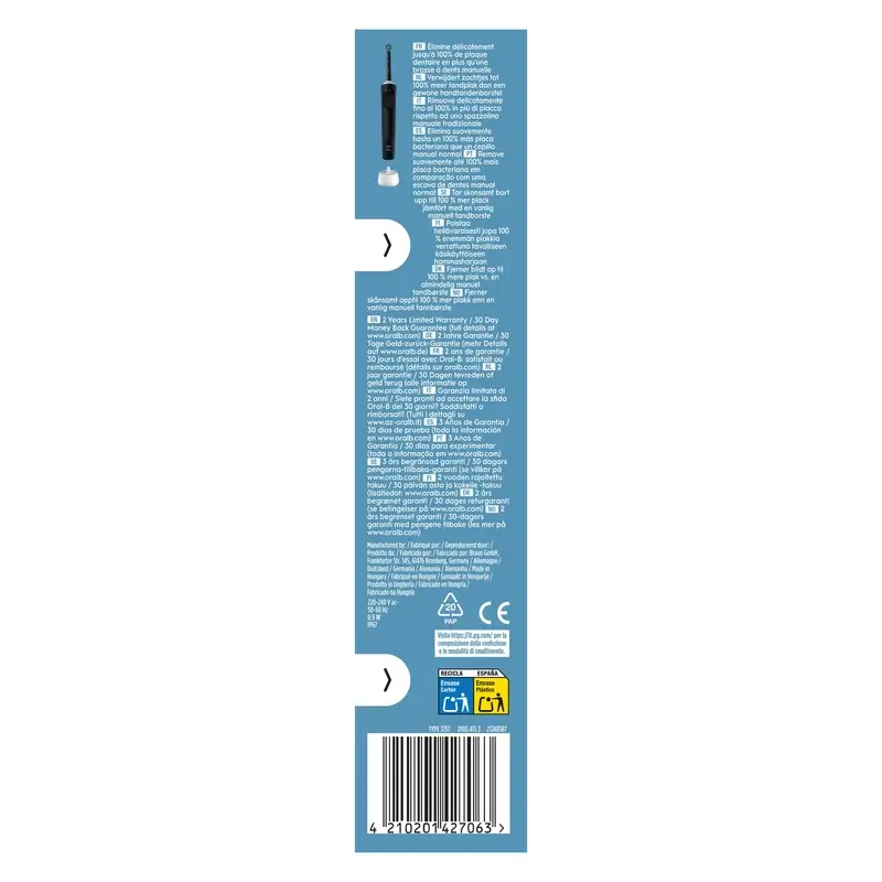 Oral-B Braun Vitality Pro Cepillo Eléctrico Negro, 1 unidad - Image 3