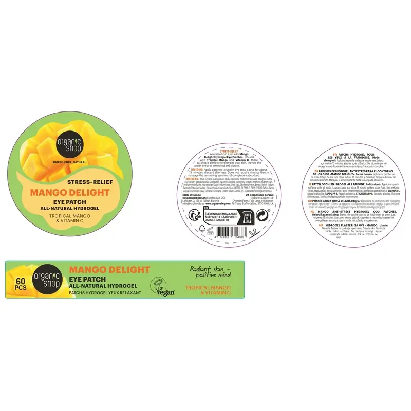 Organic Shop Fac Parches De Hidrogel Antiestrés Para El Contorno De Los Ojos «Mango Delight» , 60 uds - Image 2