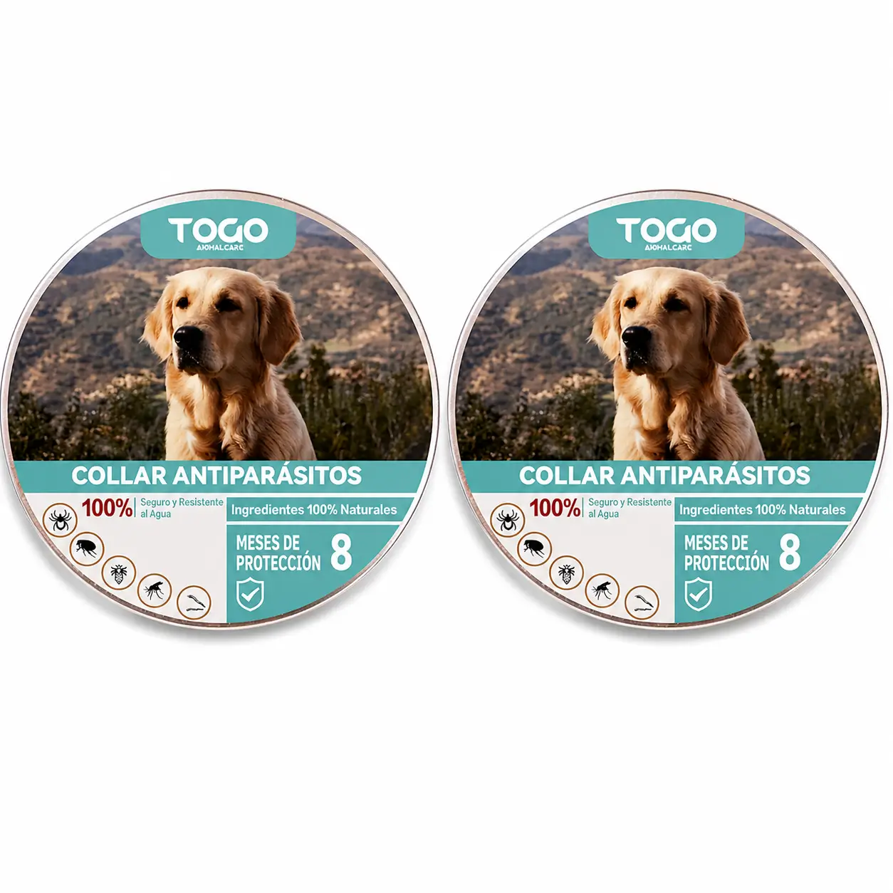 Togo Collar Antiparasitario Repelente Para Perros Todos Los Tamaños, pack de 2