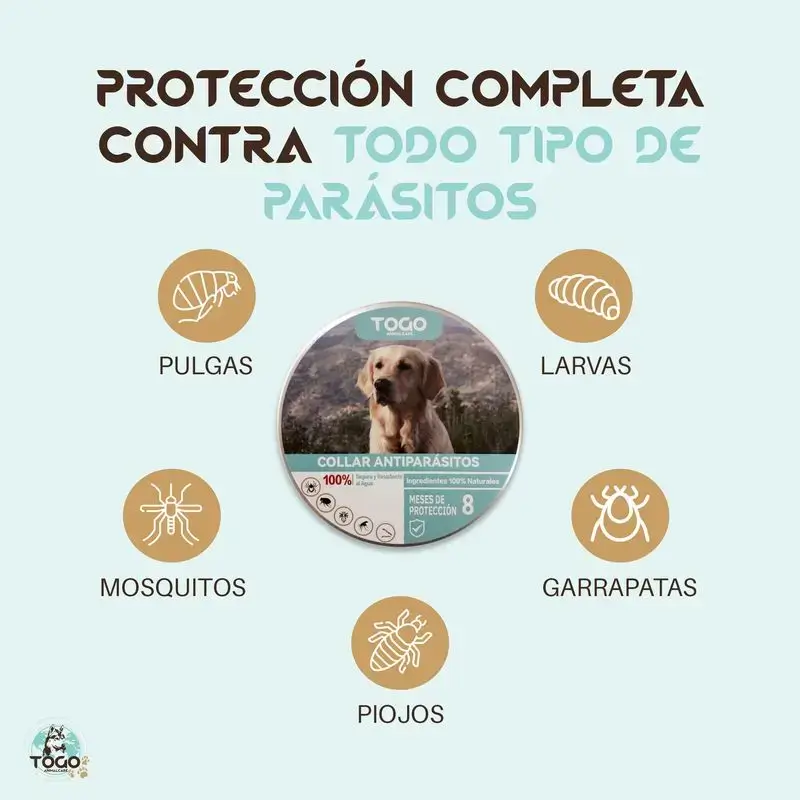 Togo Collar Antiparasitario Repelente Para Perros Todos Los Tamaños, pack de 2 - Image 4