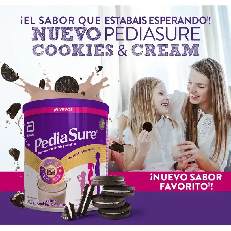 Pediasure Cookies & Cream + Drink Chocolate Niños, 850 gr + 4 Botellas Vainilla x 220 ml - Image 3