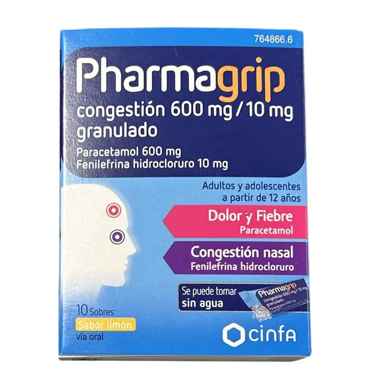 Pharmagrip Congestión 600/10 Mg, 10 sobres granulados